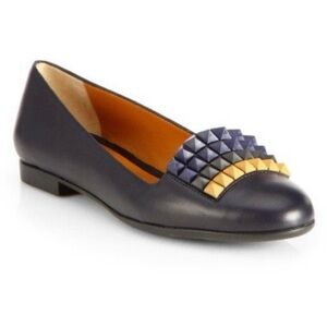 Fendi Black Pyramid Studded Loafers